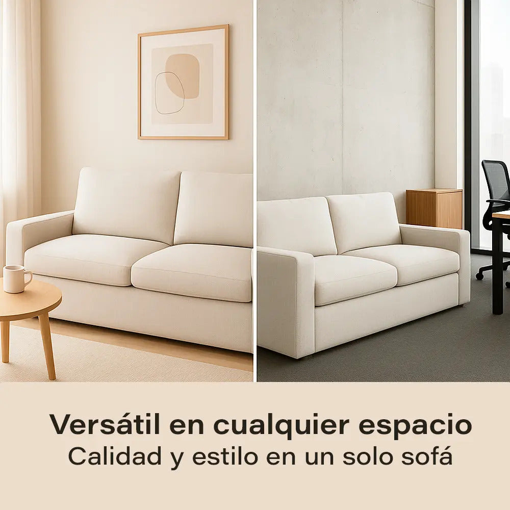 Sillón sofá living 2 cuerpos Litus compactado en caja beige