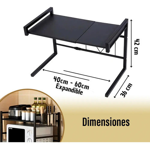 Rack Estante Organizador Extensible Cocina Mesada Microondas Negro