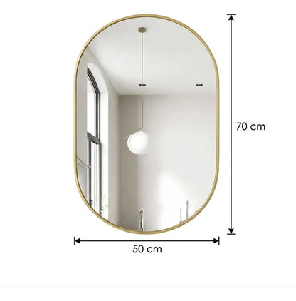 Espejo Vertical Marco Ovalado 50 X 80cm Dorado Dorado