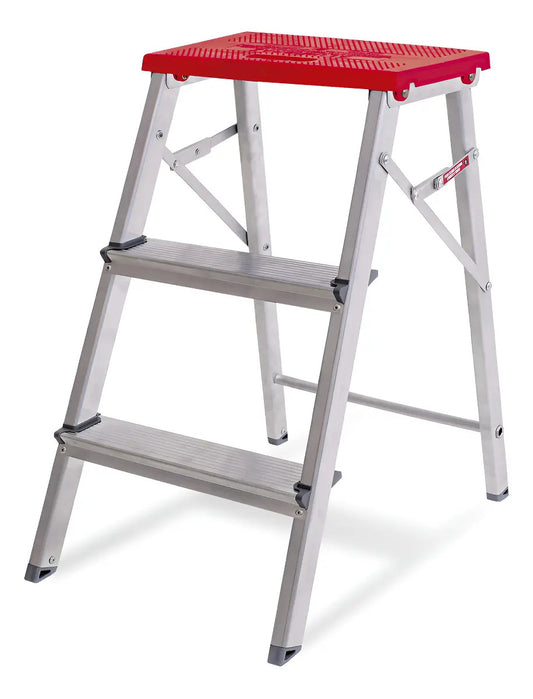 Escalera taburete plegable aluminio 3 escalones Stelko 120kg doméstica plateado
