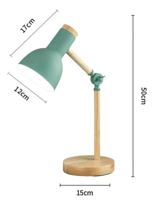 Pack x2 lampara escritorio portatil nordica madera y metal estructura verde verde claro