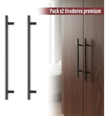 Pack X2 Tirador Manija Agarre Para Mueble Negro Mate Liso