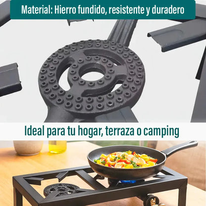 Anafe a gas Outter portátil de 2 hornallas para camping negro