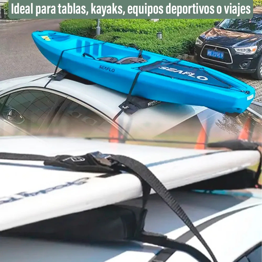 Soft rack auto barra baca goma kayak tablas autos equipaje negro