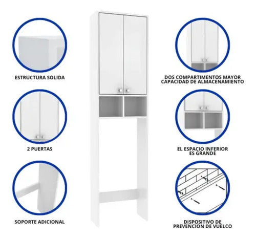Mueble Para Baño Sobre Inodoro Con 2 Puertas Y 2 Estantes Blanco