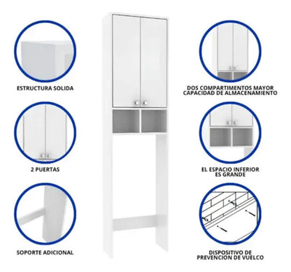 Mueble Para Baño Sobre Inodoro Con 2 Puertas Y 2 Estantes Blanco