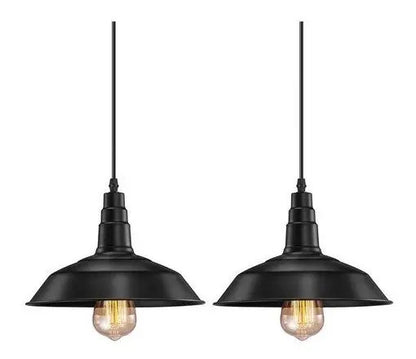 Lampara colgante de techo vintage x2 unidades 36cm negro