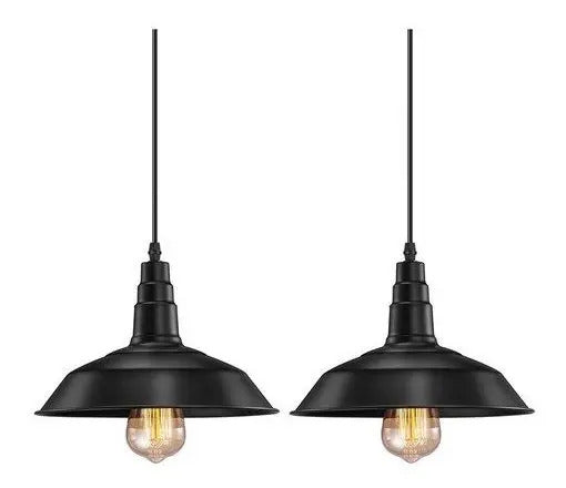 Lampara colgante de techo vintage x2 unidades 36cm negro