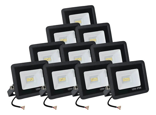 Reflector Foco Led 10w Luz Fria Exterior Ip66 X10 Negro