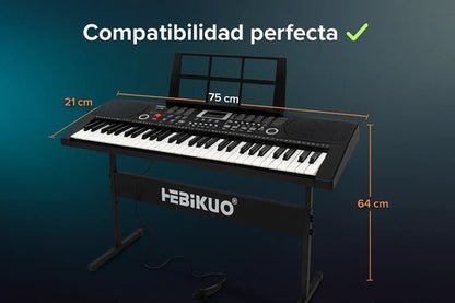 Pack Teclado Órgano Musical Con Micrófono+soporte De Teclado Negro