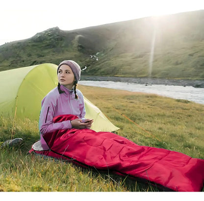 Saco De Dormir Outter Rectangular 180x75 Cm Con Capucha Color Rojo Ubicación Del Cierre Derecho