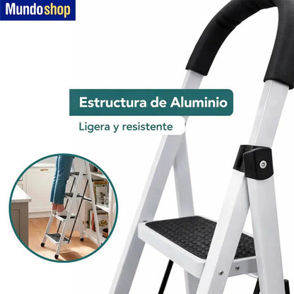 Escalera De Aluminio Tijera 4 Escalones Antideslizante Color Blanco Y Negro Blanco/negro
