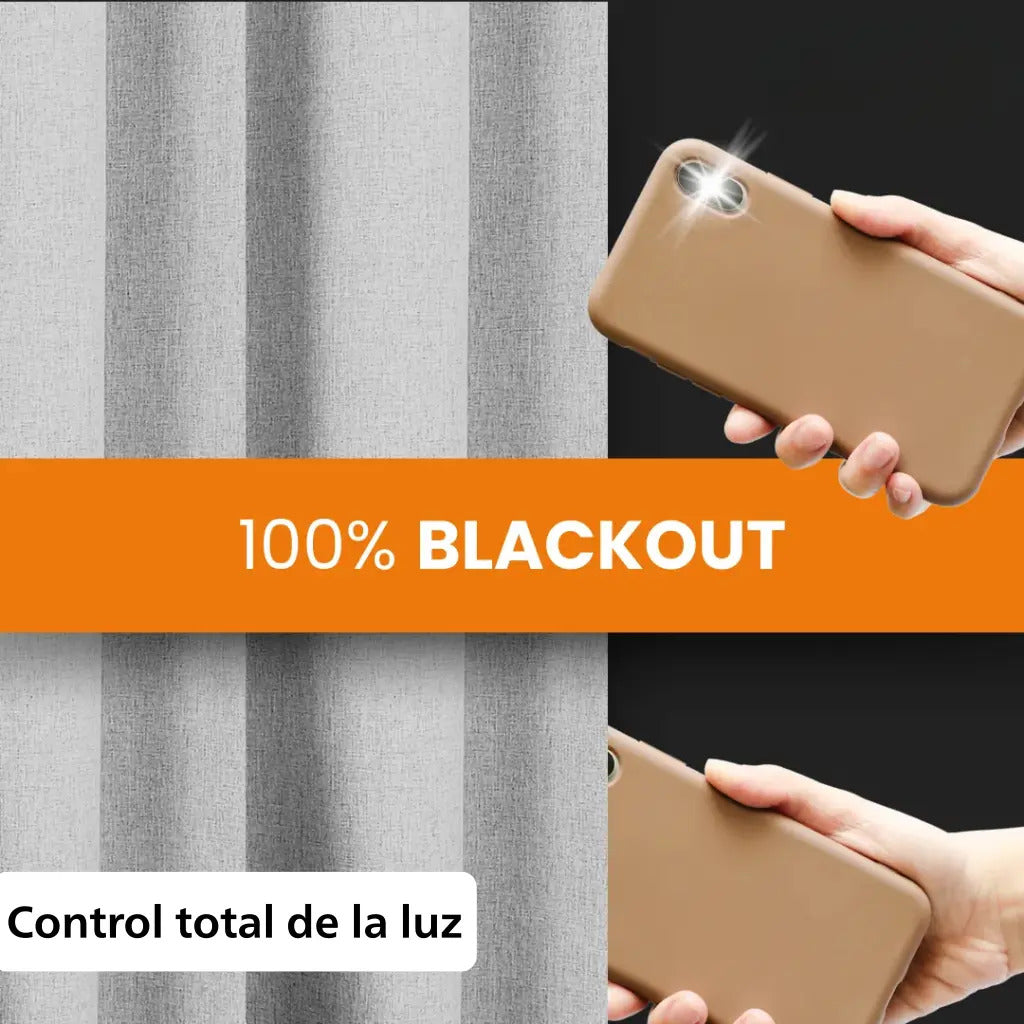 Cortina 2 paños 140 x220 cm textura lino blackout