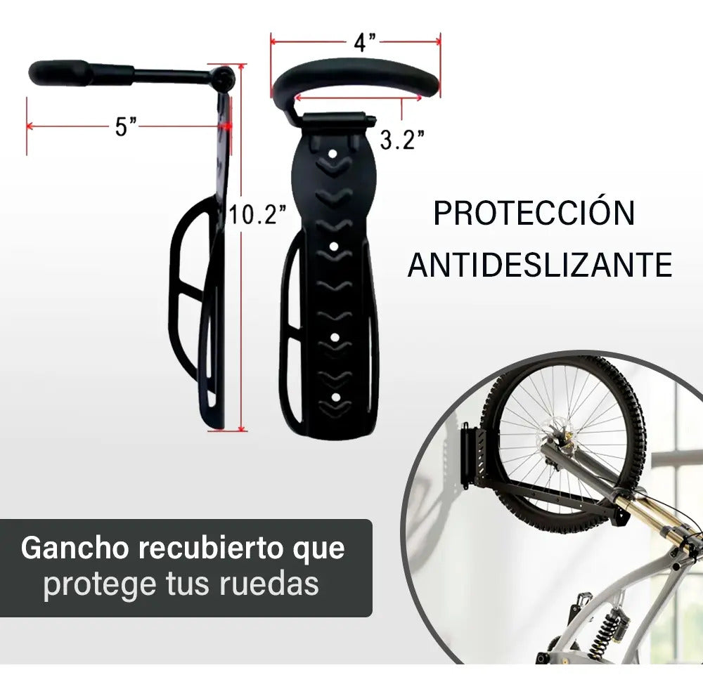 Pack x2 soporte bicicleta colgar enganchar bici en la pared negro