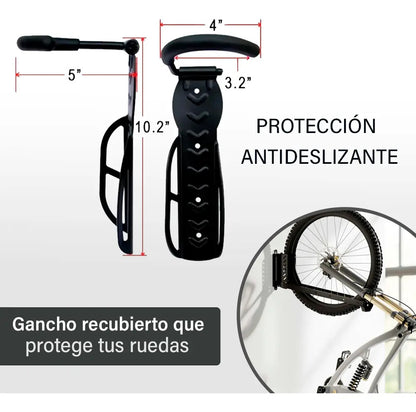 Pack x2 soporte bicicleta colgar enganchar bici en la pared negro
