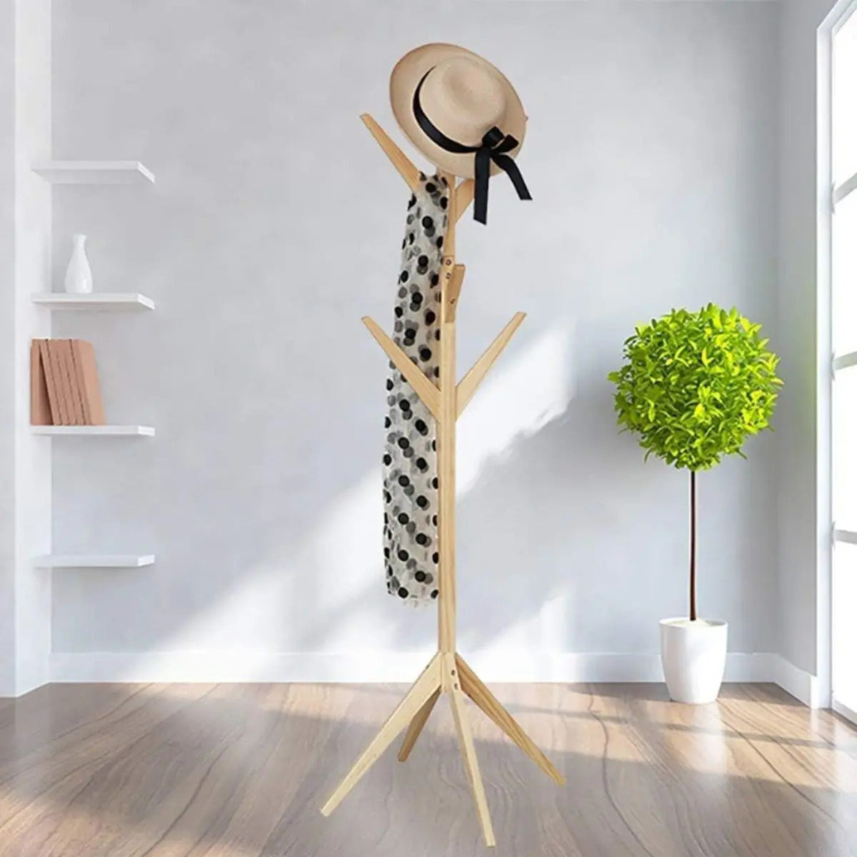 Perchero madera bambu de pie 175x45cm