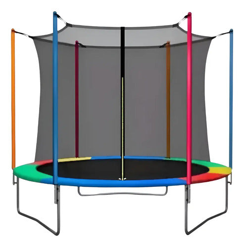 Cama Elástica Multicolor Con Red De Seguridad 180cm Diámetro Negro Multicolor