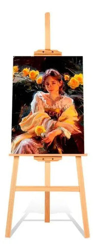 Atril De Pintor Caballete Madera Pintura Oleo Cuadro Arte Beige