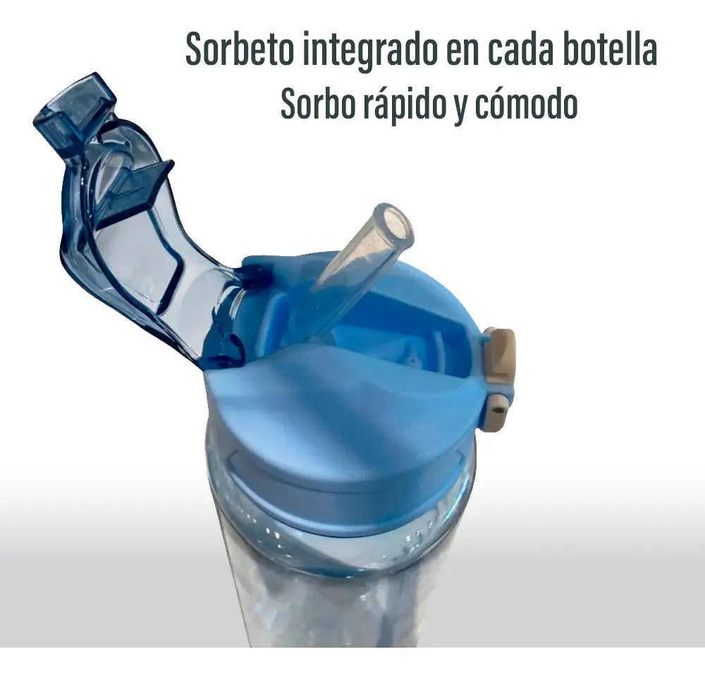 Set 3 botellas caramañola deportivas motivacionales