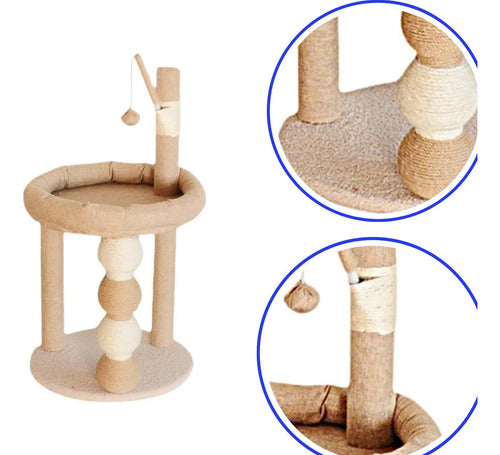 Rascador Para Gato Torre Con Felpa Forrado En Sisal Juego Beige