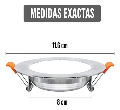 Plafón Led Circular Embutir Iluminación 7w Empotrar Pro Blanco