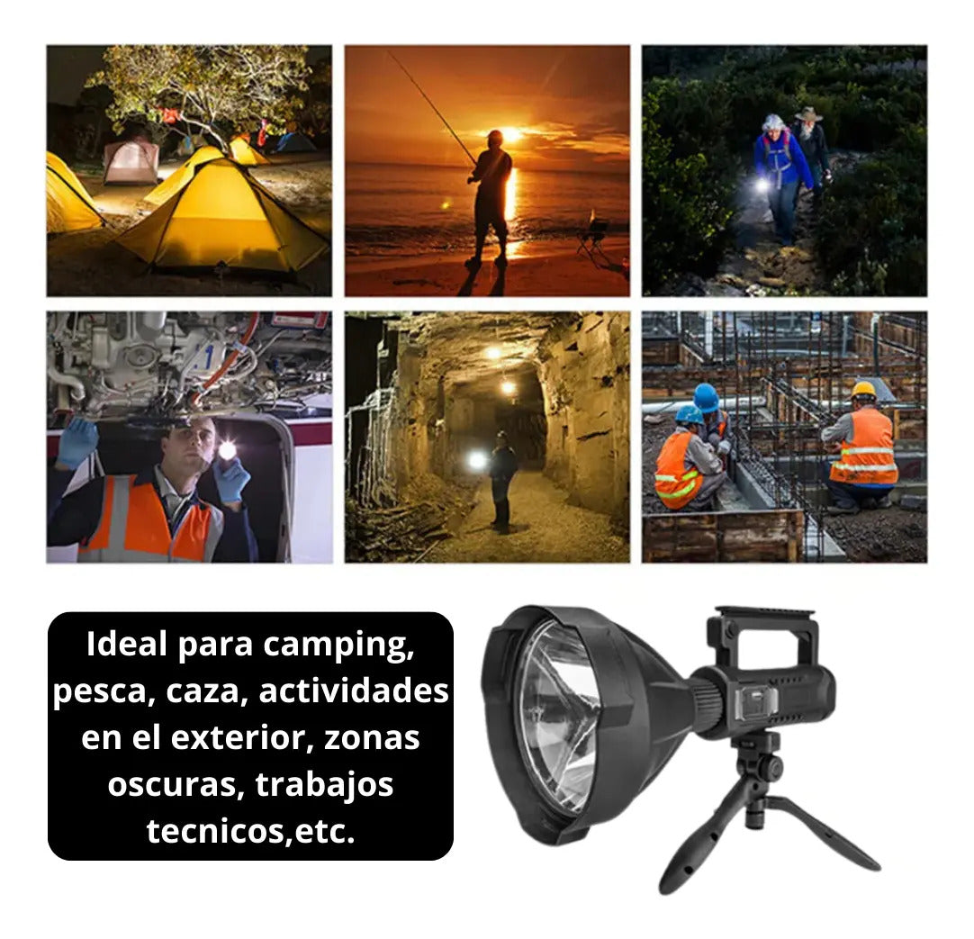 Linterna foco largo alcance Outter recargable USB + trípode