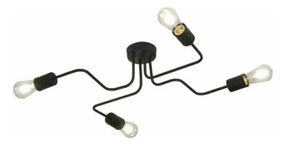 Araña 4 Luces Brazos Vintage Apto Lamparas Led Negro