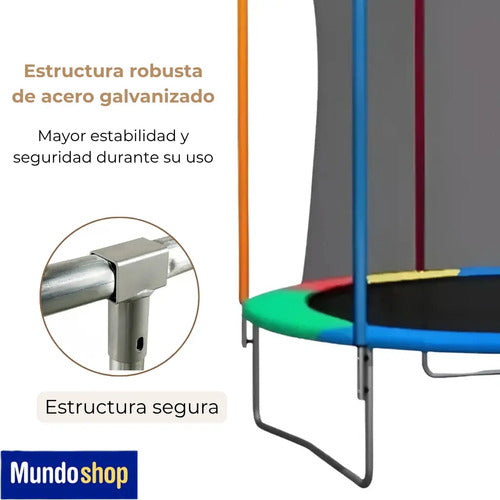 Cama Elástica Multicolor Con Red De Seguridad 180cm Diámetro Negro Multicolor