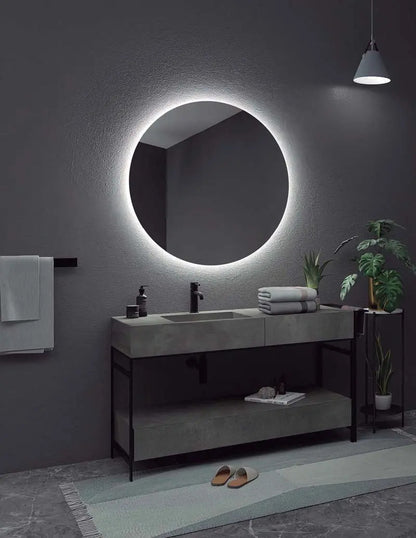 Espejo redondo con luz LED sin marco 80cm diametro tactil