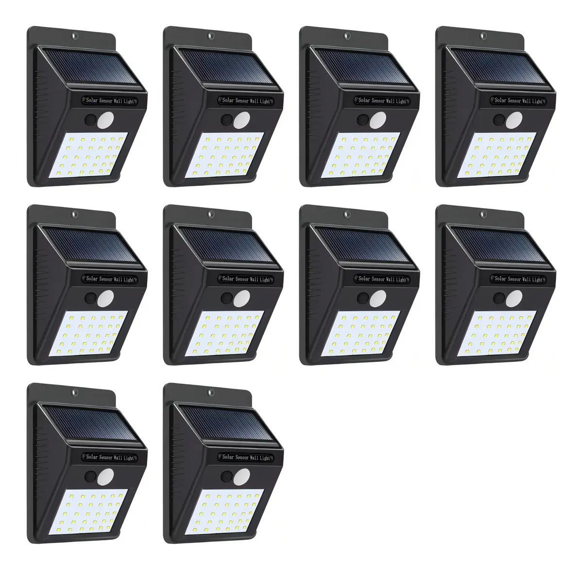 Pack x10 focos solares LED exterior con sensor luz fria