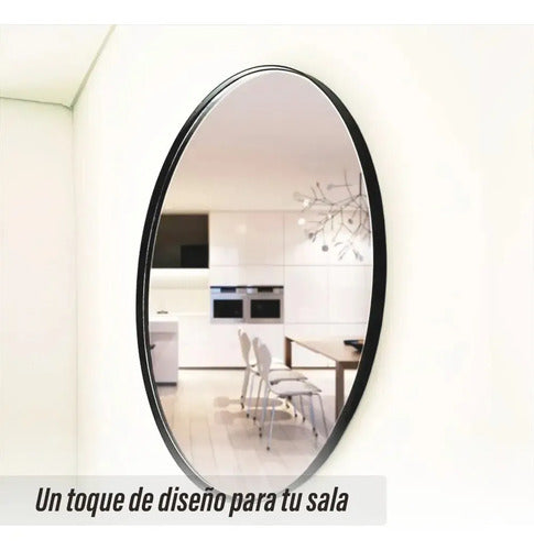 Espejo Redondo Circular 40 Cm Marco Hierro Negro