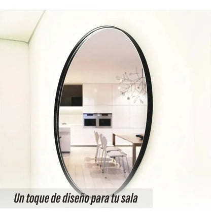 Espejo Redondo Circular 40 Cm Marco Hierro Negro