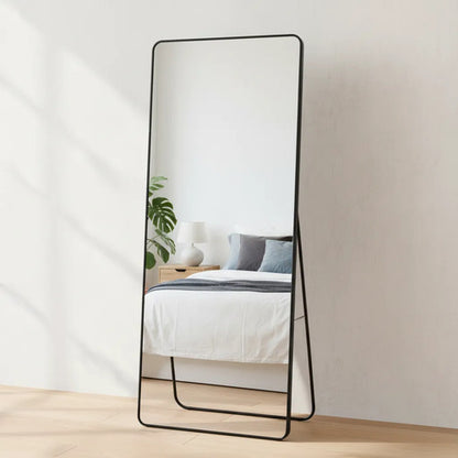 Espejo De Pie Rectangular 1.5m De Aluminio Living Dormitorio Negro
