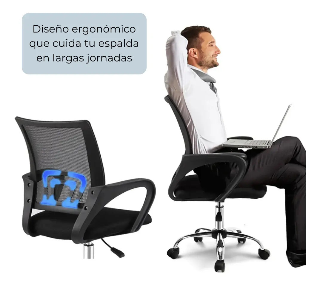Silla giratoria de escritorio oficina regulable ergonómica negro