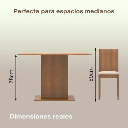 Juego de comedor 4 sillas mesa comedor tapizado Lexi