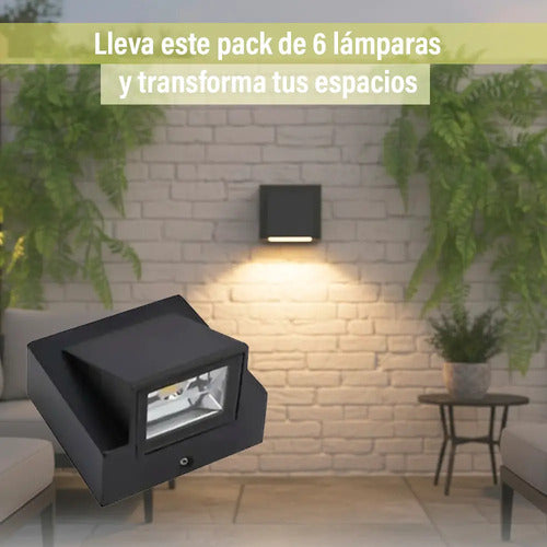 Pack X 3 Aplique Exterior Jardin Con Led 3w Luz Metal Negro
