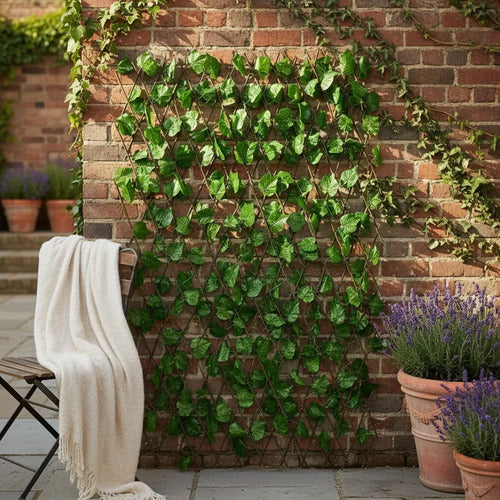 Cerco De Madera Con Hojas Artificiales Para Decoración Verde Oscuro