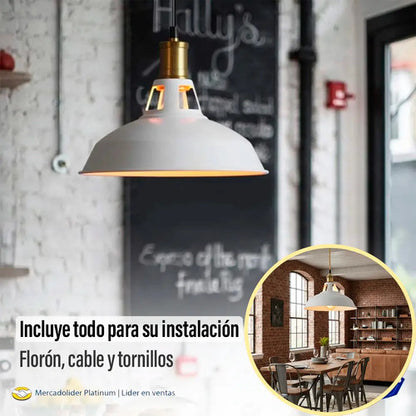 Lampara Colgante De Techo Metal Nordica Blanco Negro Luz