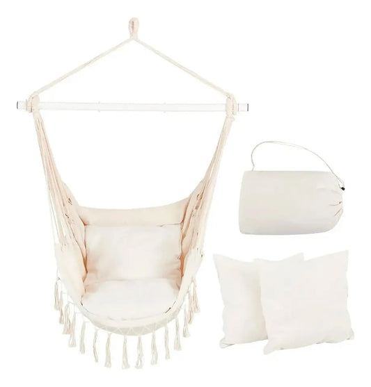 Silla hamaca paraguaya con amohadones fleco calidad premium