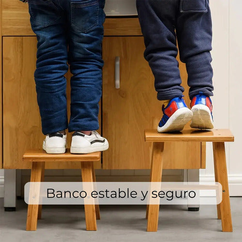 Banco Apoya Pies Madera Banquito Niños