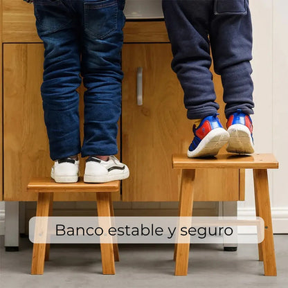 Banco Apoya Pies Madera Banquito Niños