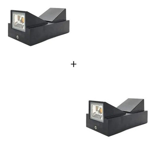 Pack X2 Aplique Exterior Jardin Led Integrado 6w Luz Metal Negro