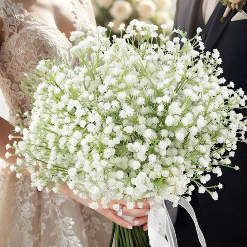 Ramo De 8 Piezas De Gypsophila Artificial Decorativa Blanco