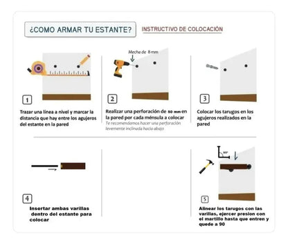 Estantes flotantes - set de 3 de 60x20 kit de instalación