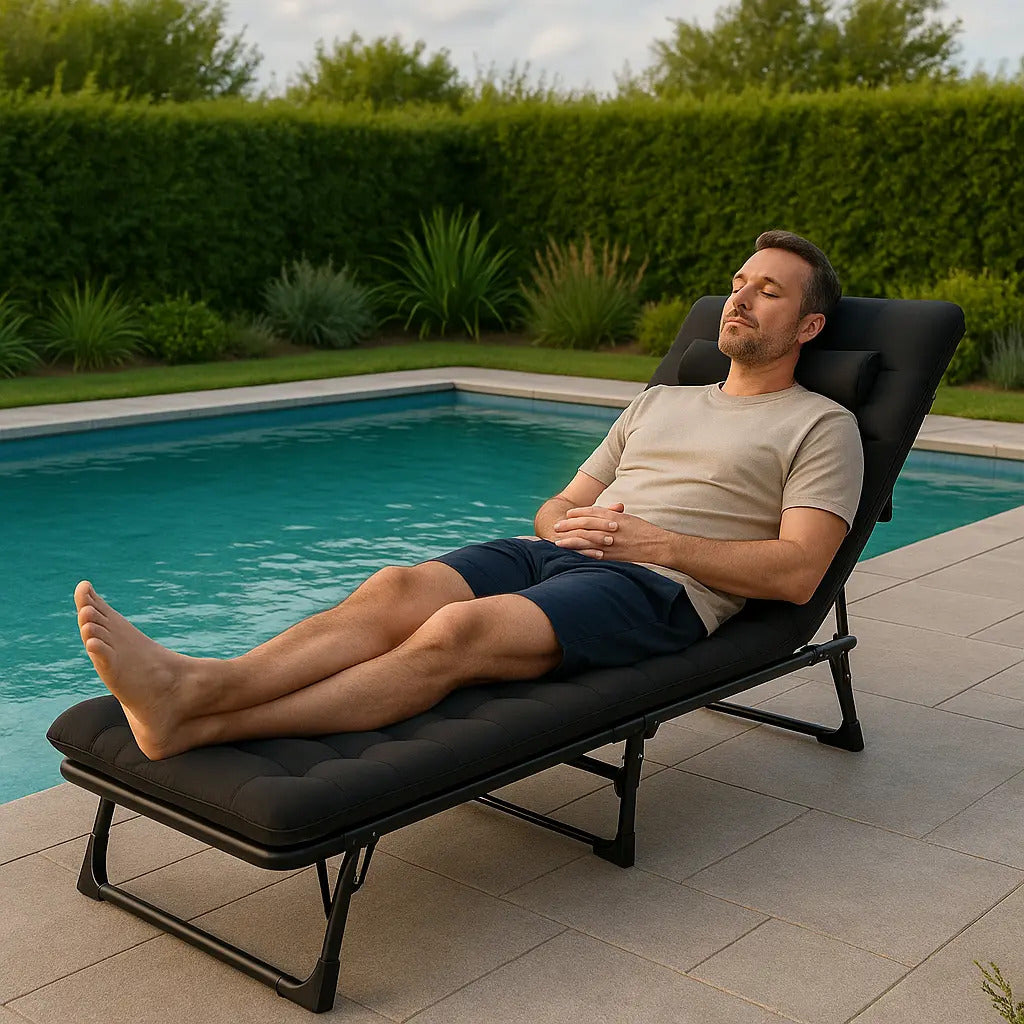 Outter silla reclinable camping cama acolchonada plegable jardin