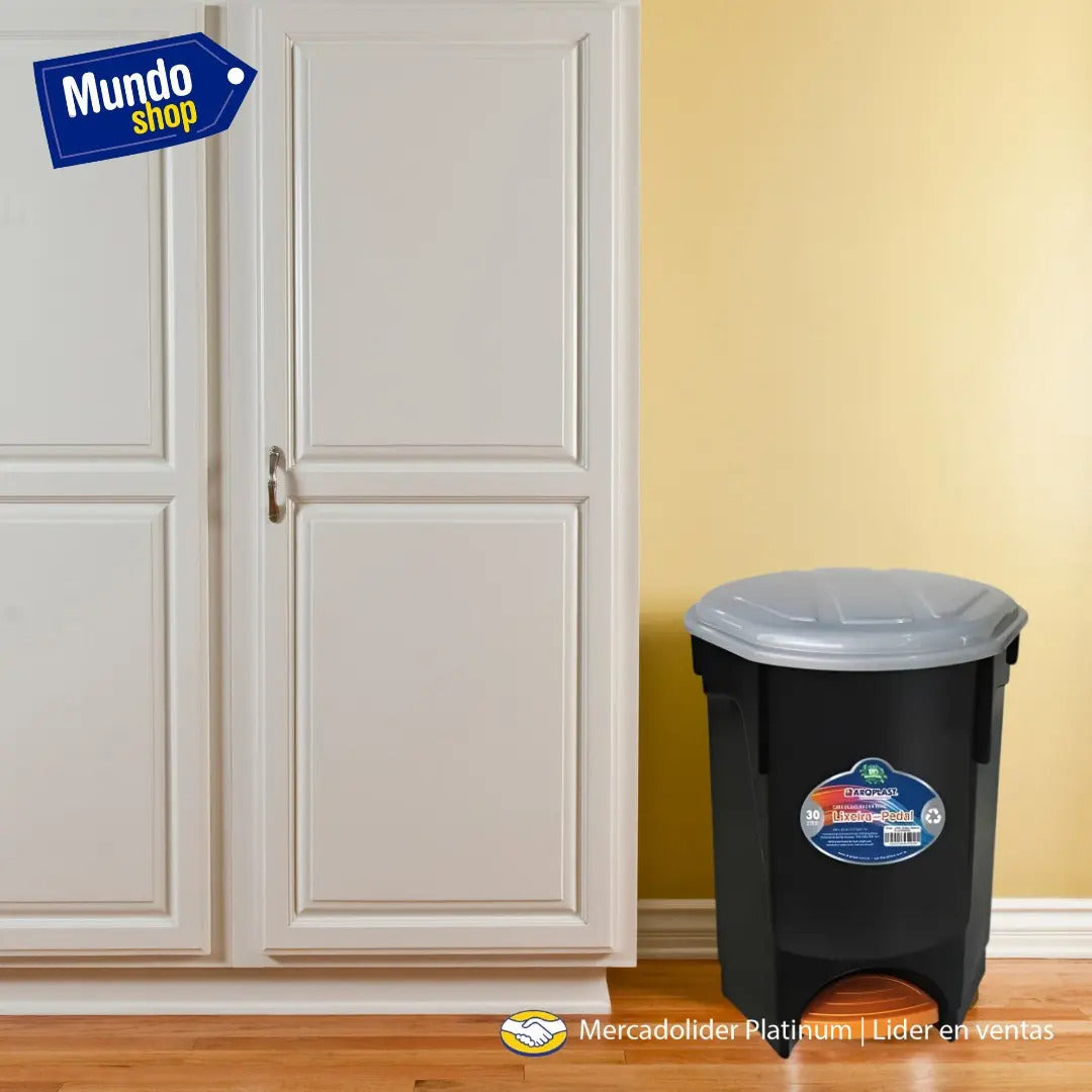 Papelera tacho contenedor basurero de cocina 30lts negro