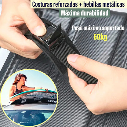Soft rack auto barra baca goma kayak tablas autos equipaje negro