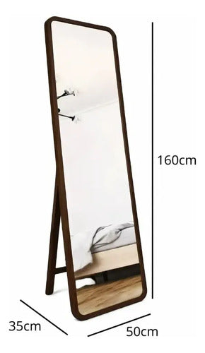 Espejo De Pie Rectangular Cuerpo Entero Marco Madera 160cm Marrón Oscuro