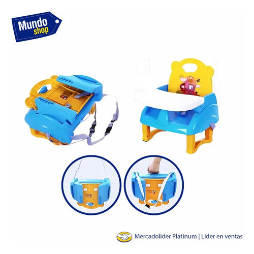 Silla De Bebe Para Comer Multiuso Portatil Generico Celeste