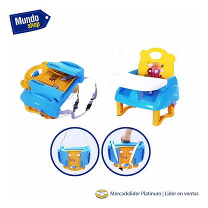Silla De Bebe Para Comer Multiuso Portatil Generico Celeste